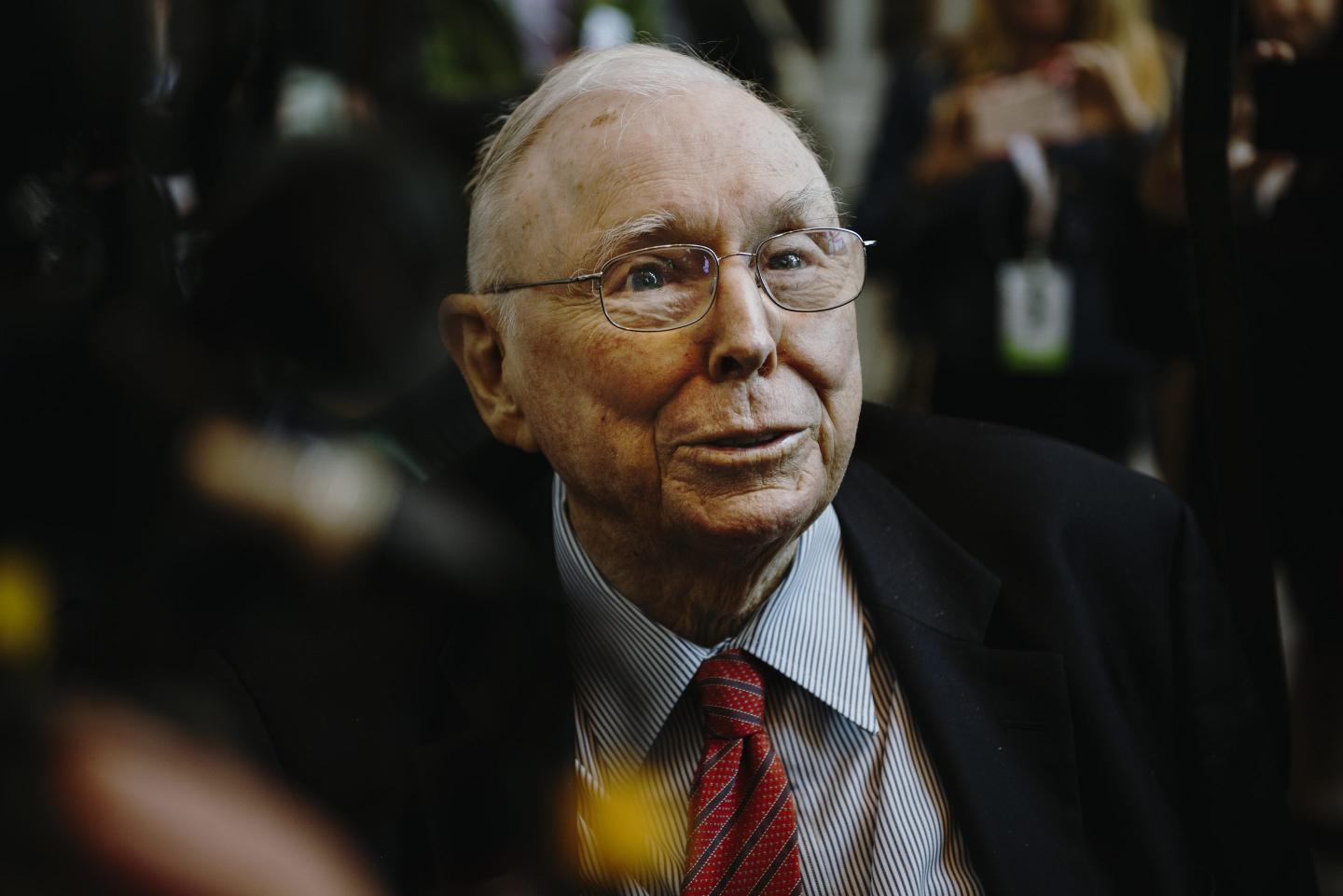 Charlie Munger, vice chairman of Berkshire Hathaway Inc., speaks to members of the media during a shareholders shopping day ahead of the Berkshire Hathaway annual meeting in Omaha, Nebraska, U.S., on Friday, May 3, 2019.