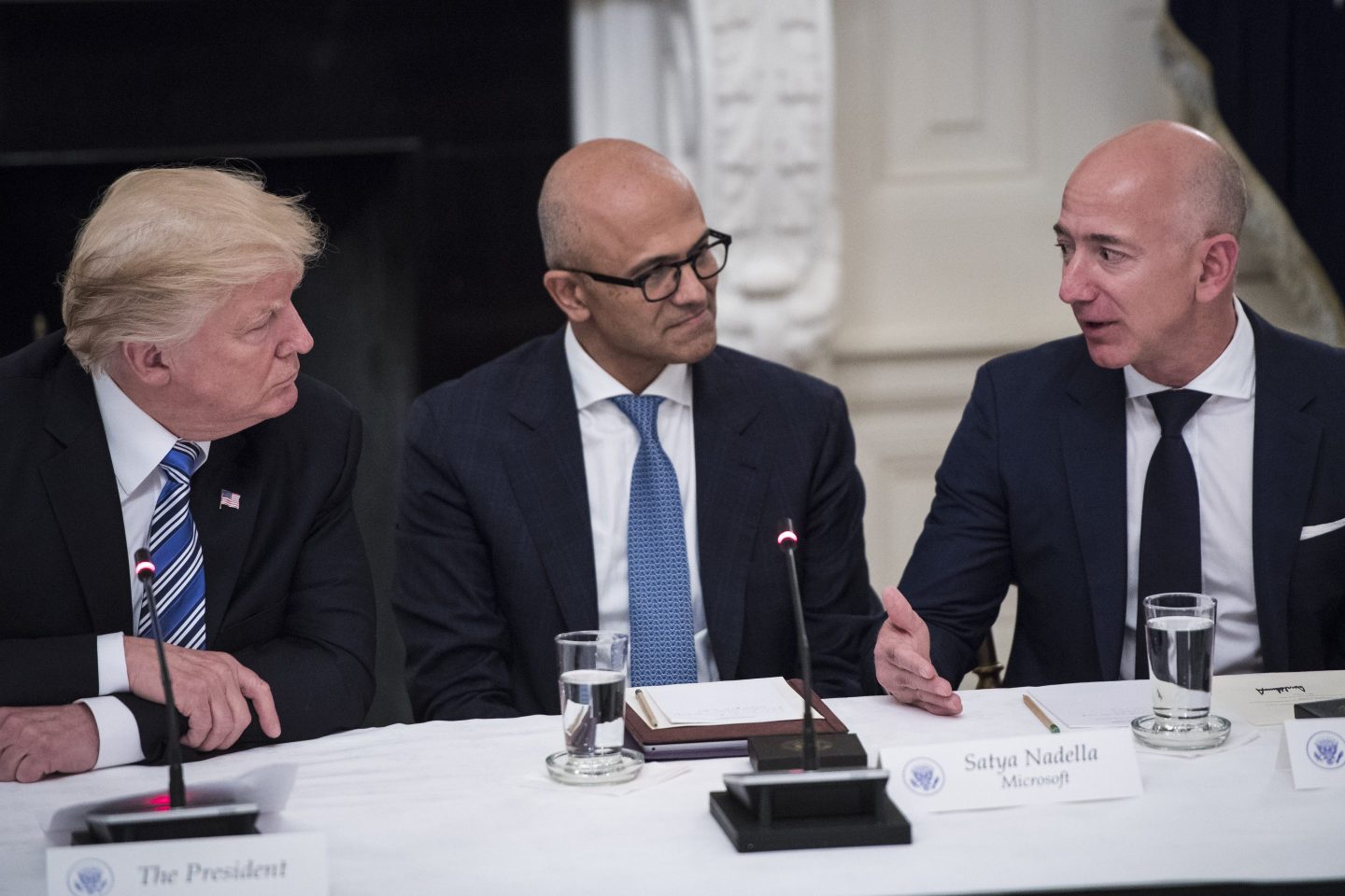 Donald Trump, Satya Nadella, Jeff Bezos