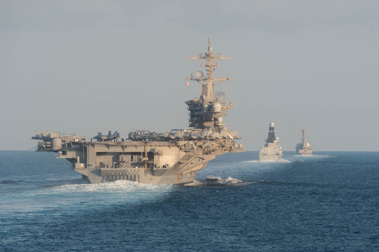 The U.S. Navy flexes its muscles in the Strait of Hormuz in November 2019.