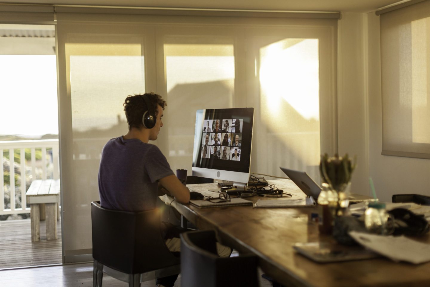 Student on a video call from home during lockdown