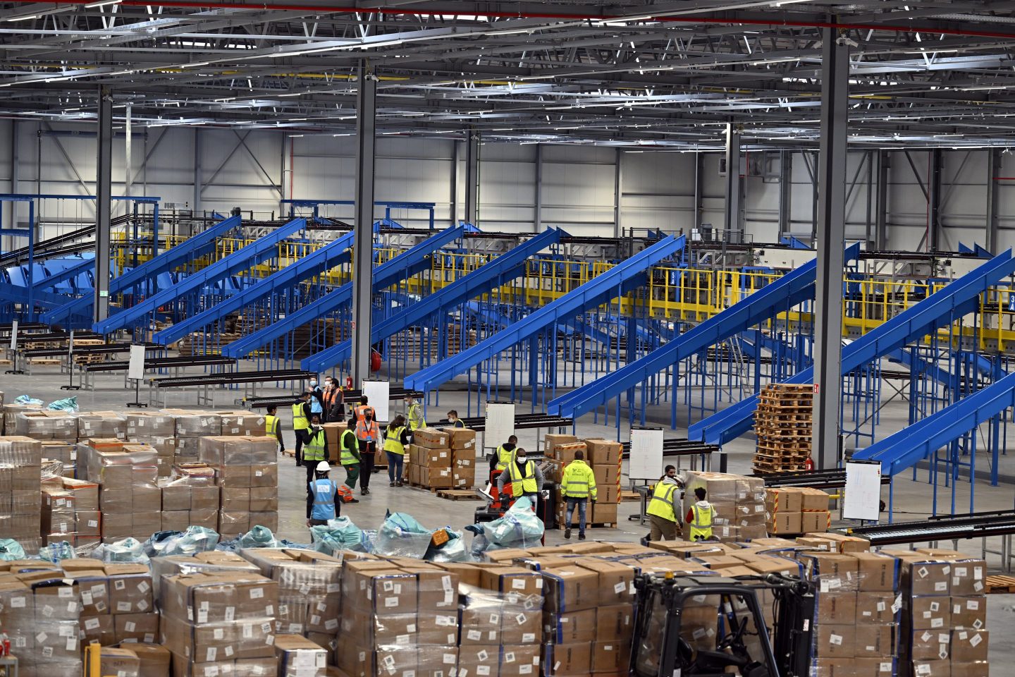 A view of Alibaba’s Cainiao logistics branch at Liège Airport, in November 2021.