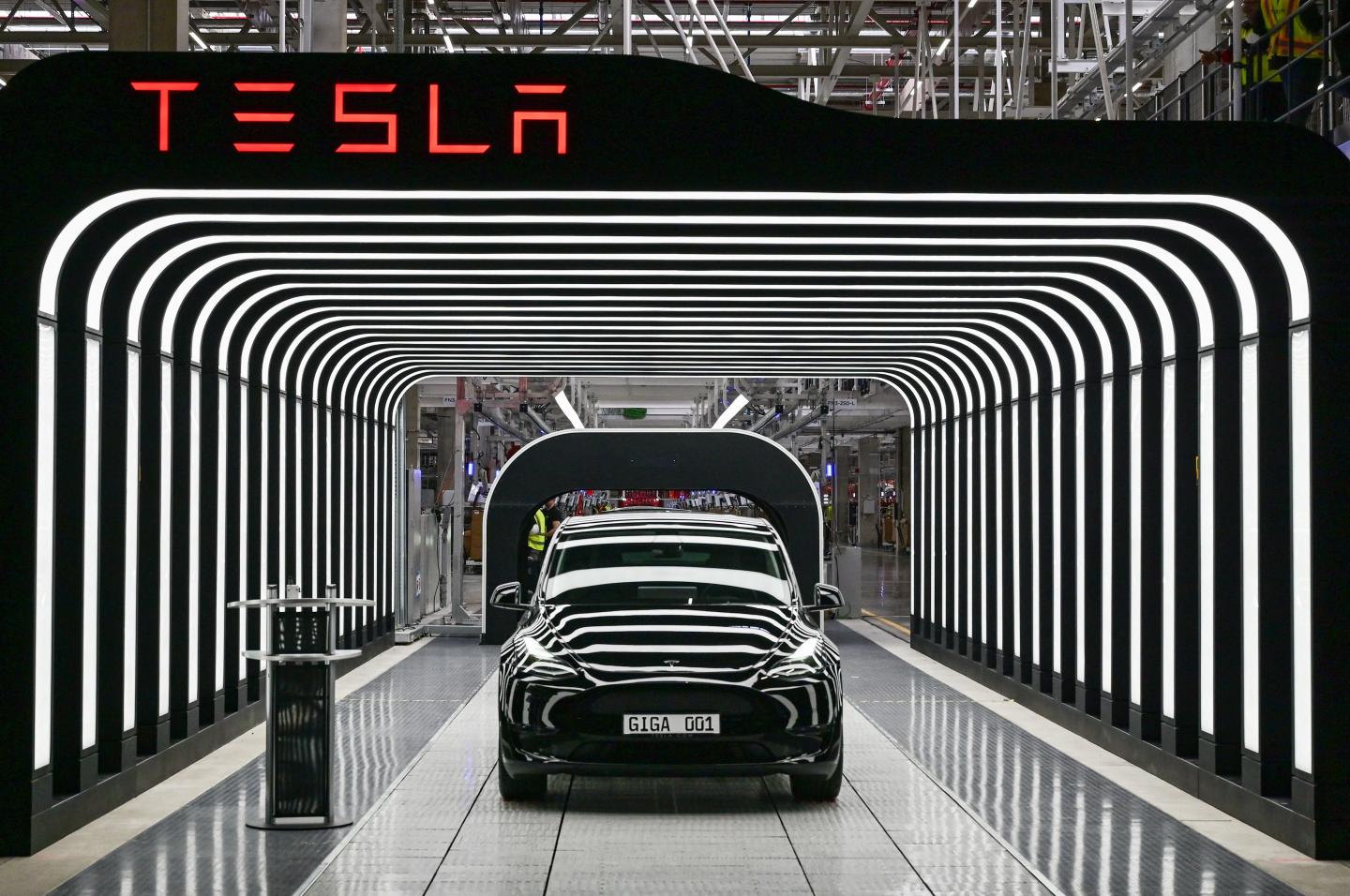 car sitting in a lighted tunnel
