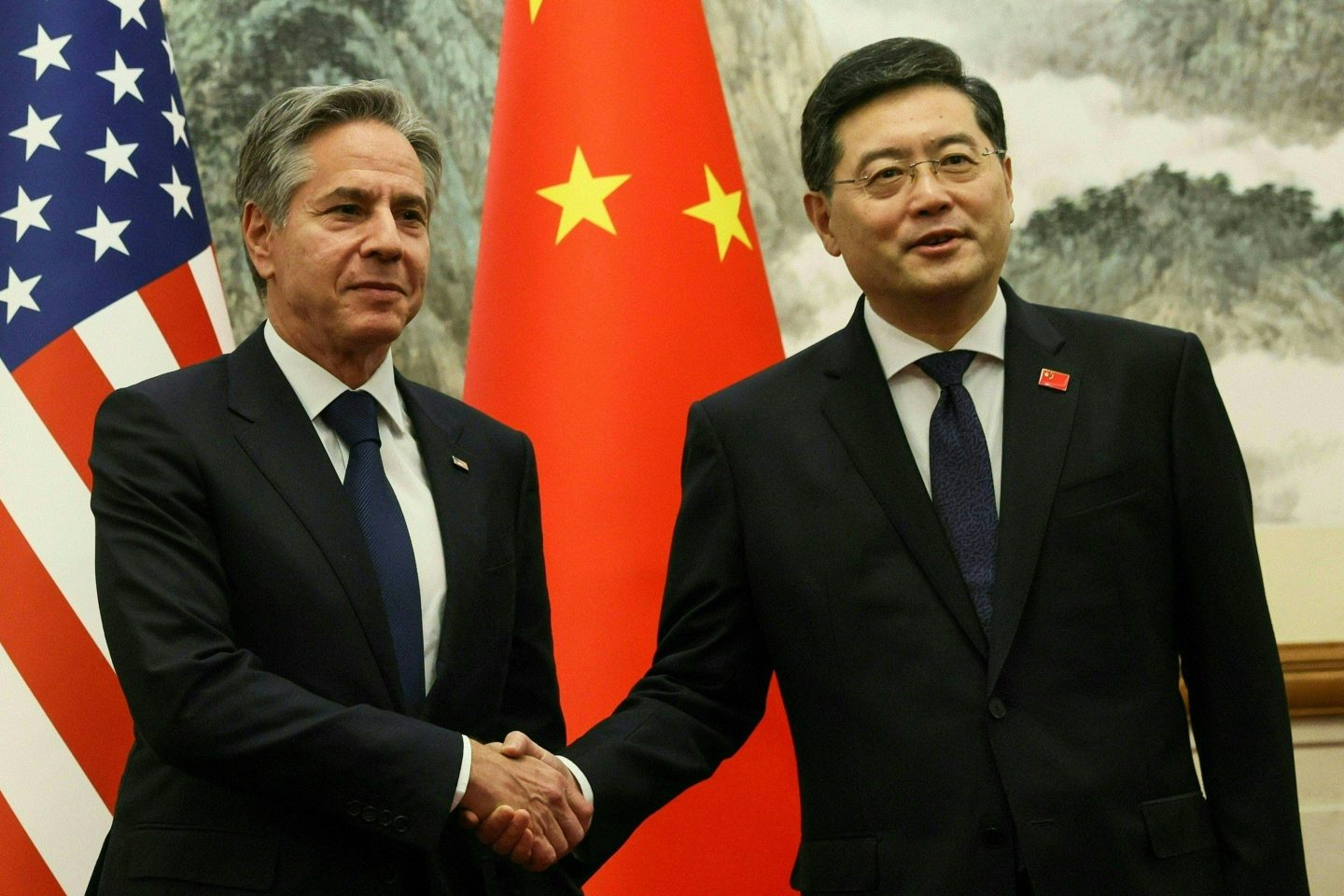 U.S. Secretary of State Antony Blinken and China's Foreign Minister Qin Gang in Beijing on June 18.