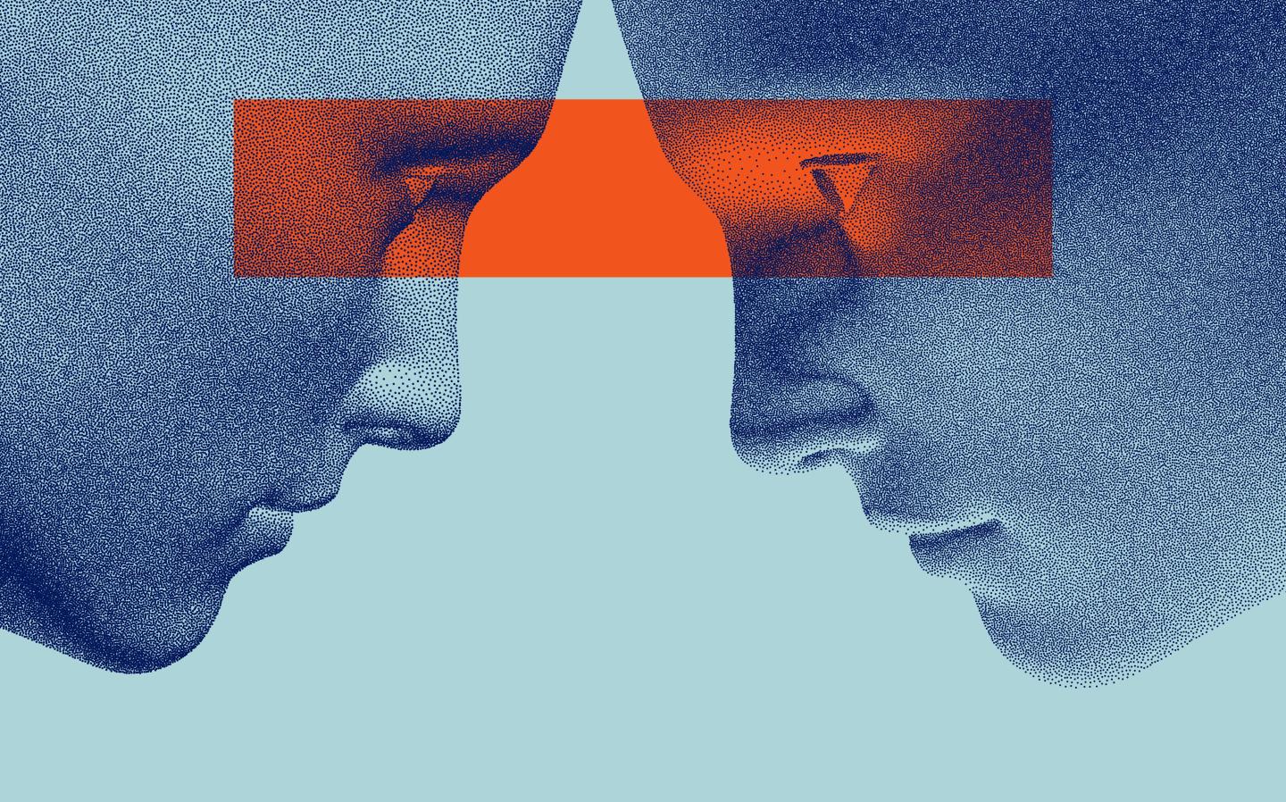 Man talking to his partner with eye contact.