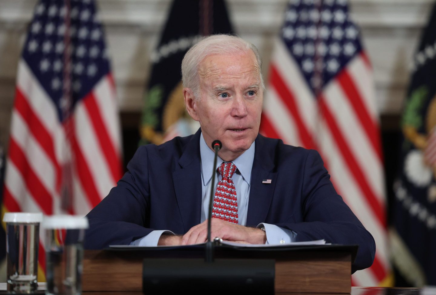 President Joe Biden meets with science and technology advisors about AI in April.