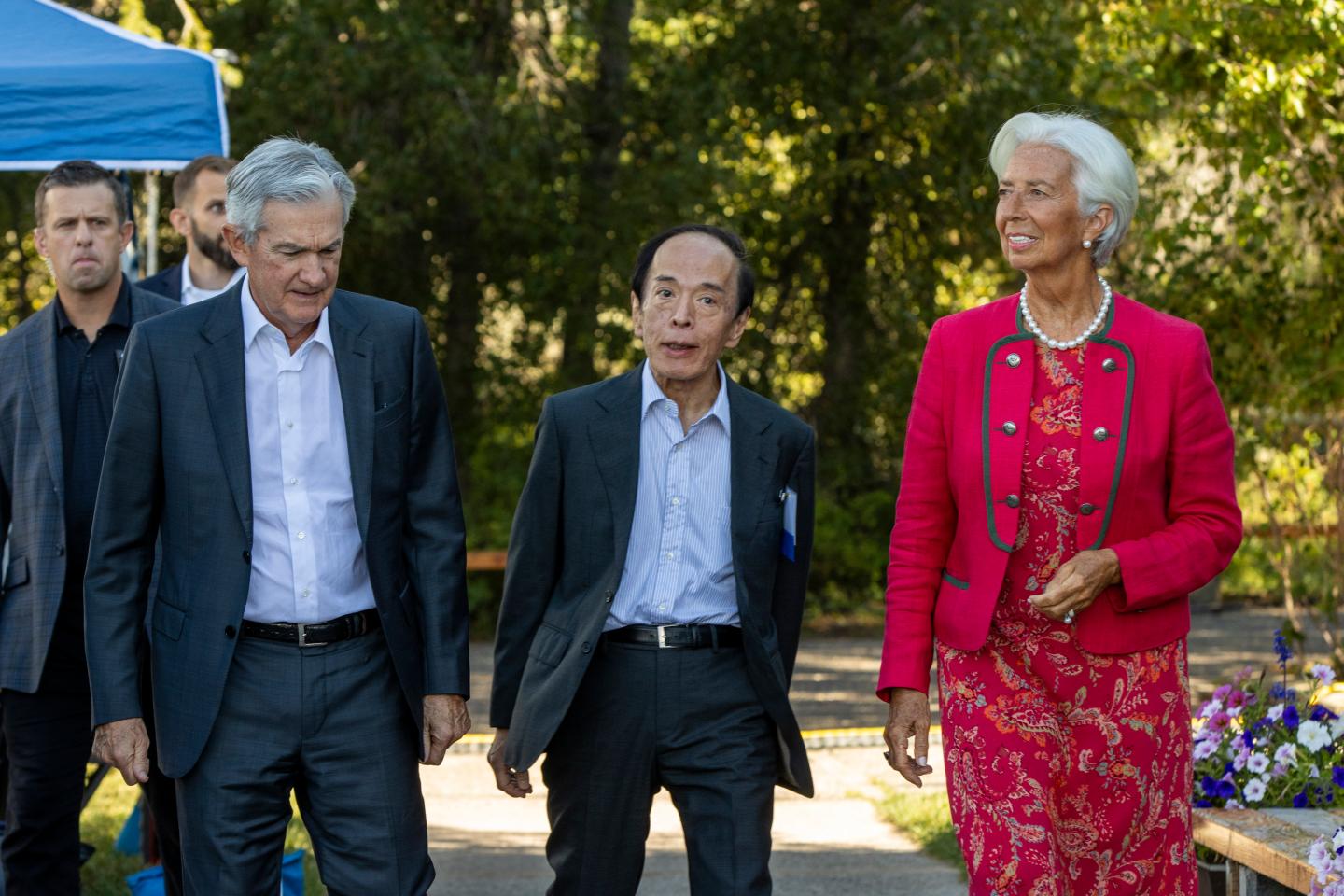 Christine Lagarde, Kazuo Ueda, Jerome Powell