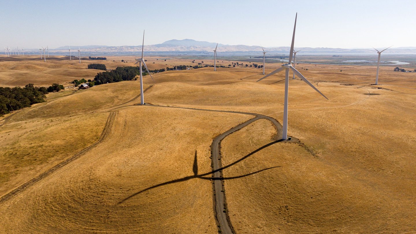 Land recently purchased by Flannery Associates is seen from above near Rio Vista, Calif.