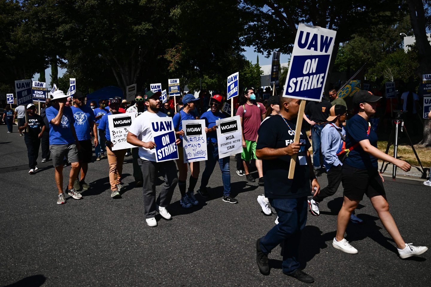 Autoworkers picketing a an auto plant in Ohio.