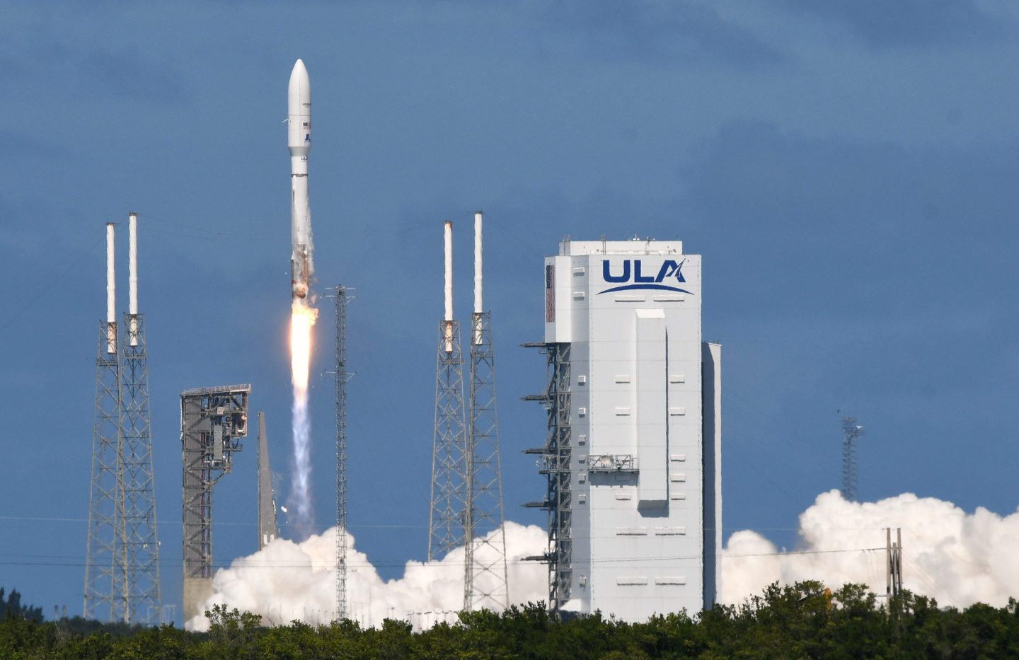 A rocket carrying Amazon's satellites for space-based Internet service.
