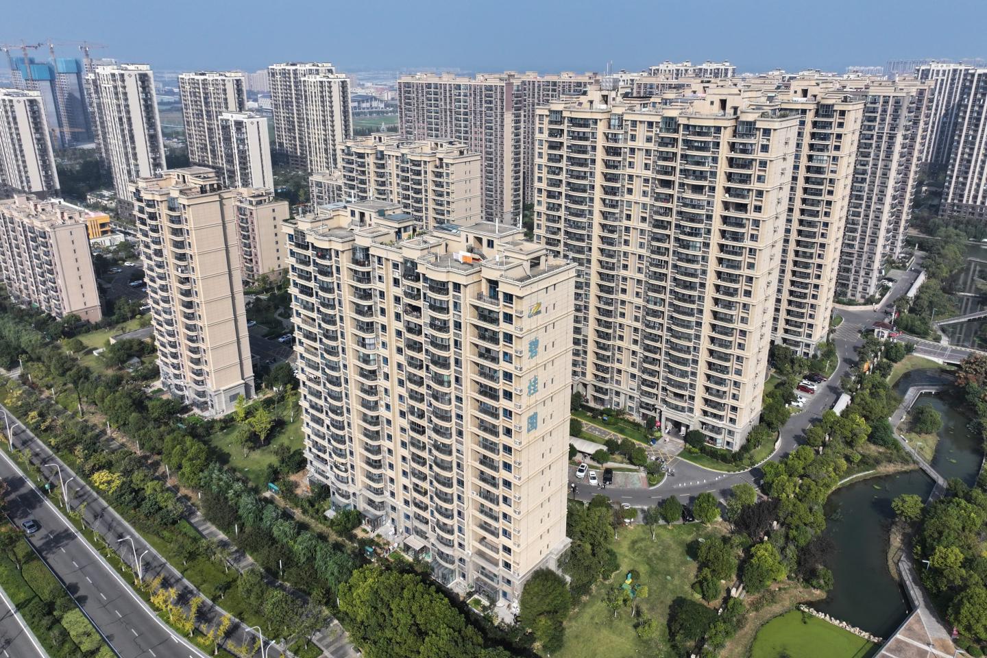 Aerial photo shows a residential area of Country Garden in Suqian, East China's Jiangsu Province