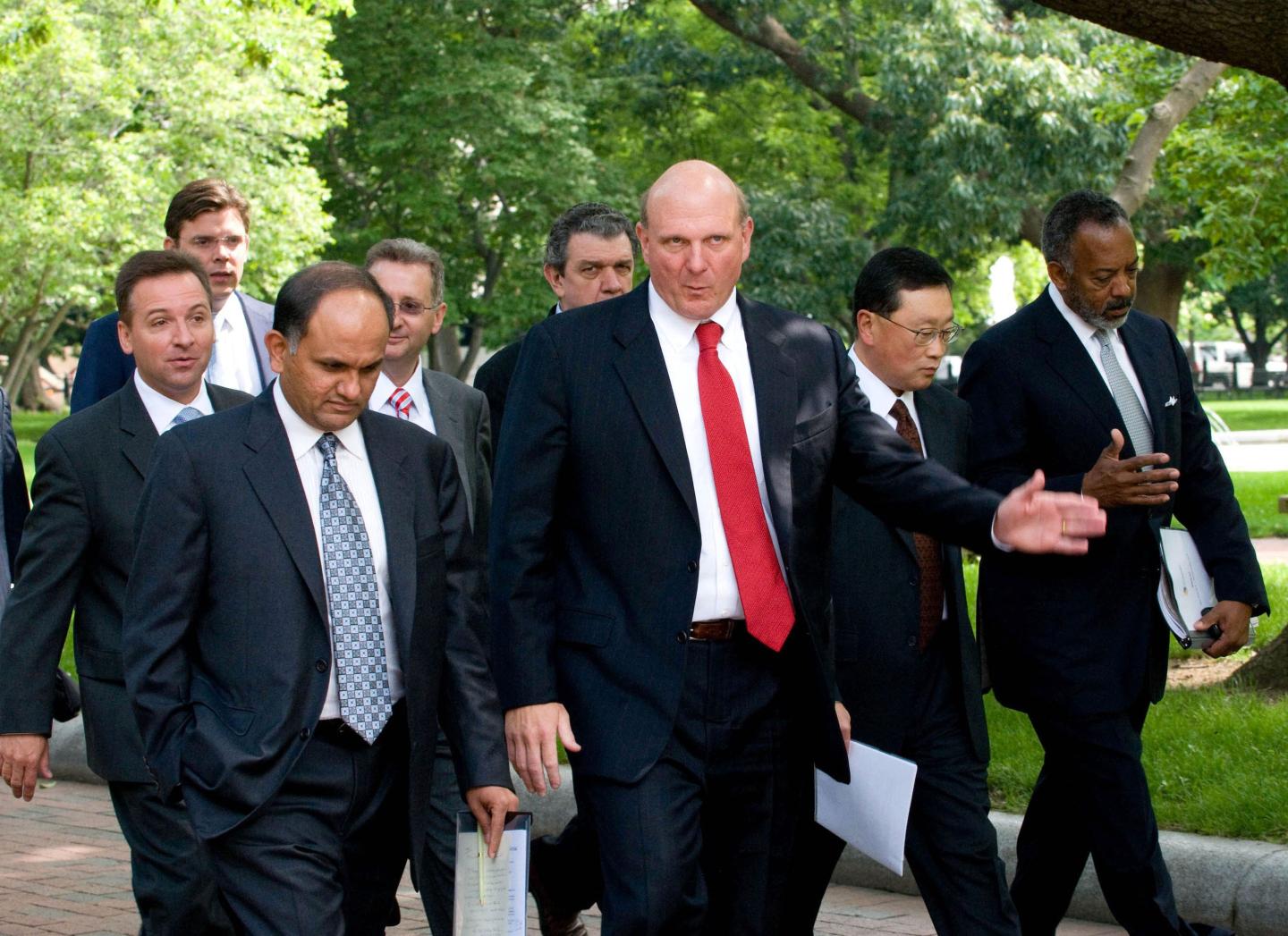 Steve Ballmer, CEO of Microsoft Corp., with other CEOs.