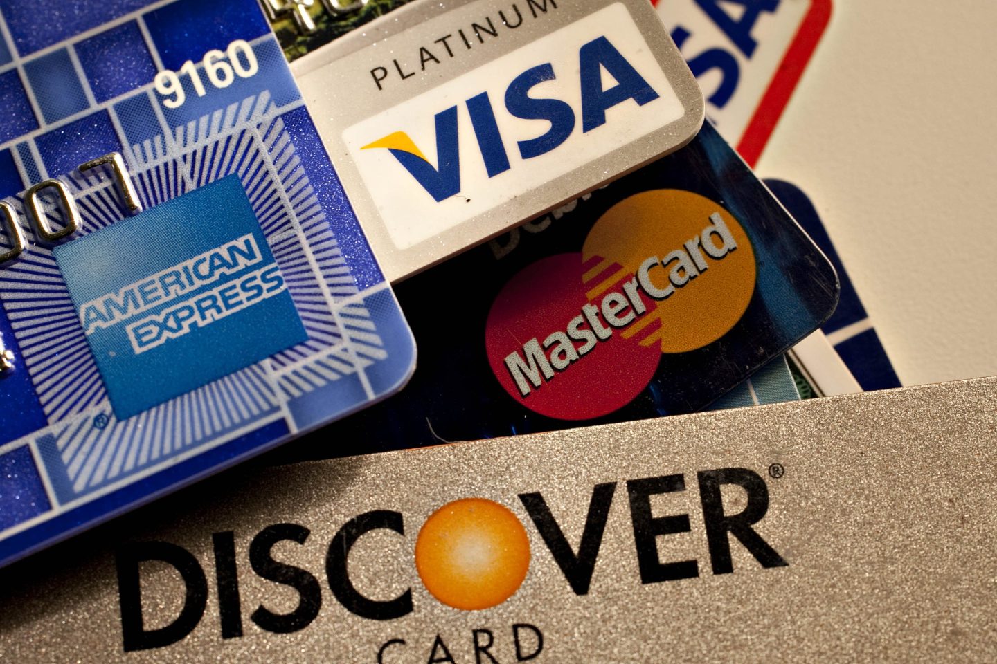 American Express, Discover, MasterCard and Visa credit cards.