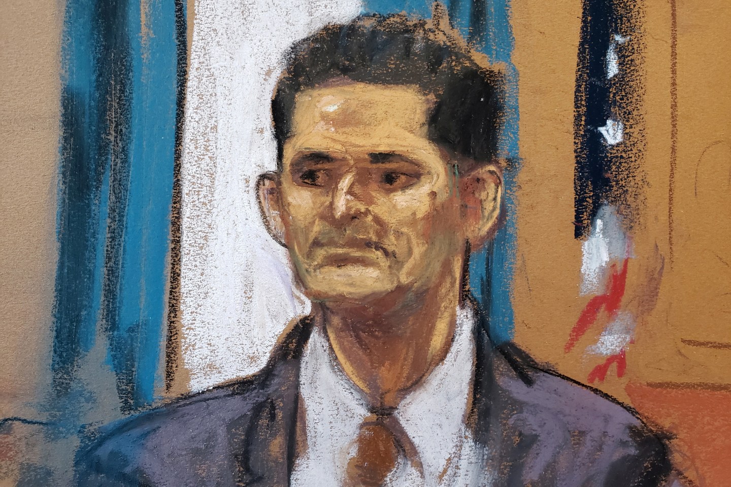 trial court sketch of a man in a suit
