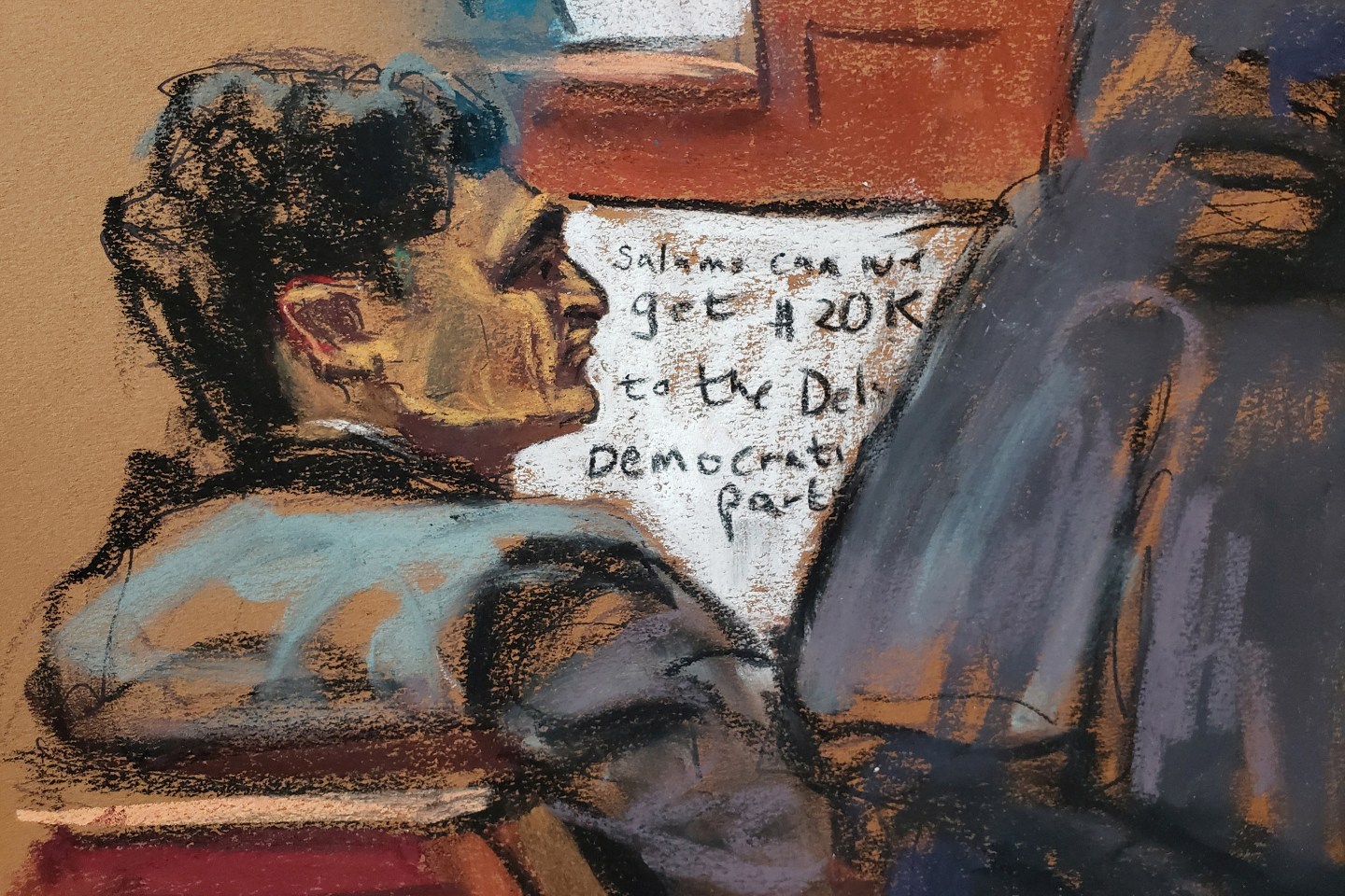 Courtroom sketch of Sam Bankman-Fried