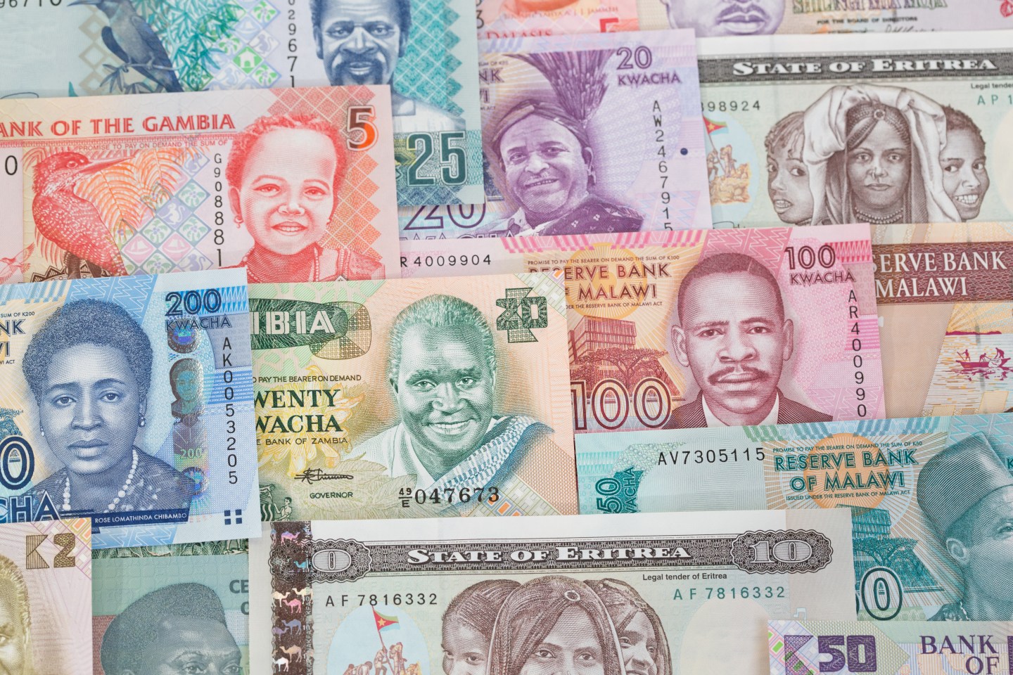 Collection of African paper currency