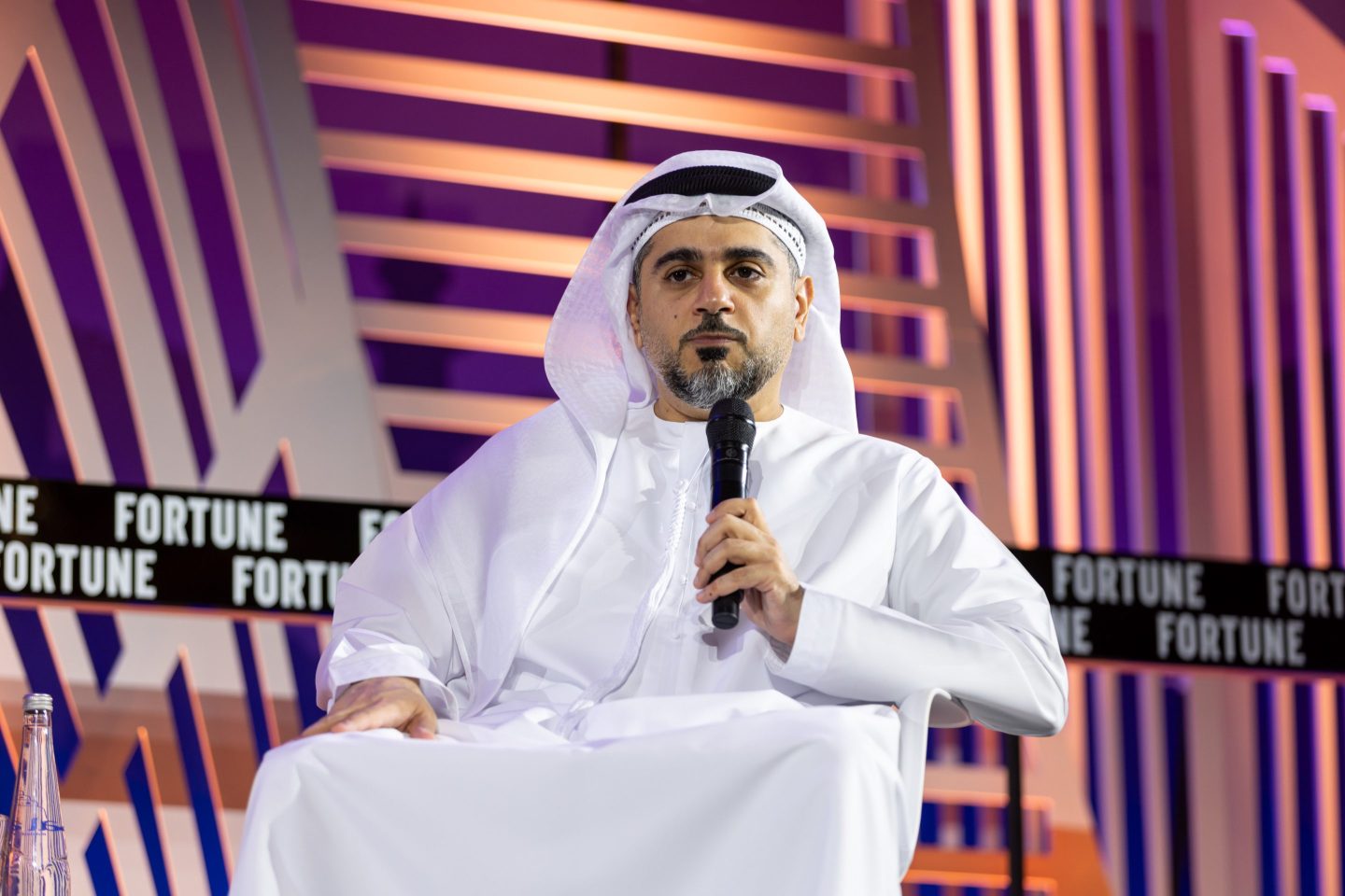 H.E. Ahmed Jasim Al Zaabi speaks with Fortune CEO ALan Murray at the Fortune Global Forum in Abu Dhabi on November 28th.