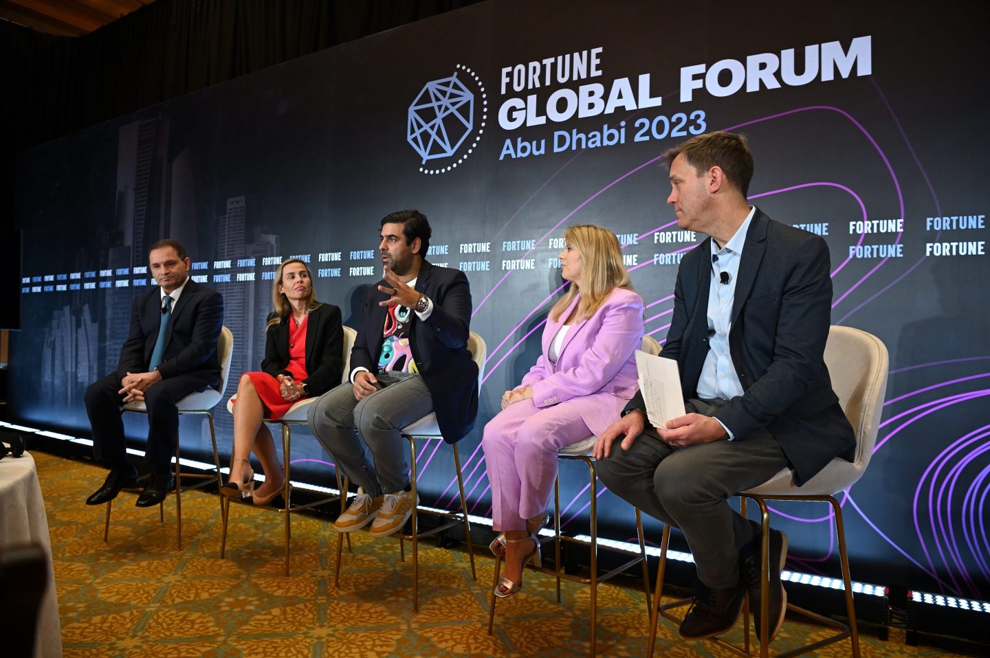Panelists discussed a blueprint for AI training at the Fortune Global Forum in Abu Dhabi on Wednesday, Nov. 29. 2023.