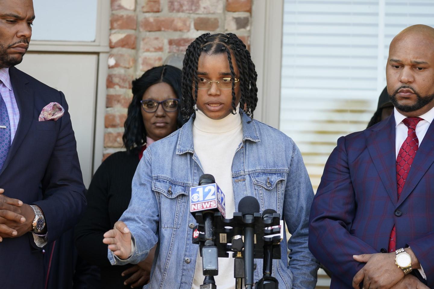 D'Monterrio Gibson speaking at a news conference