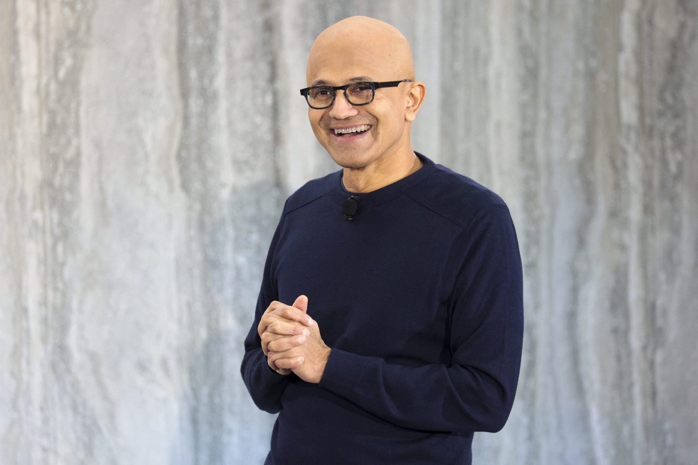 Microsoft CEO Satya Nadella speaks during a keynote address announcing ChatGPT integration for Bing at Microsoft in Redmond, Washington, on February 7, 2023
