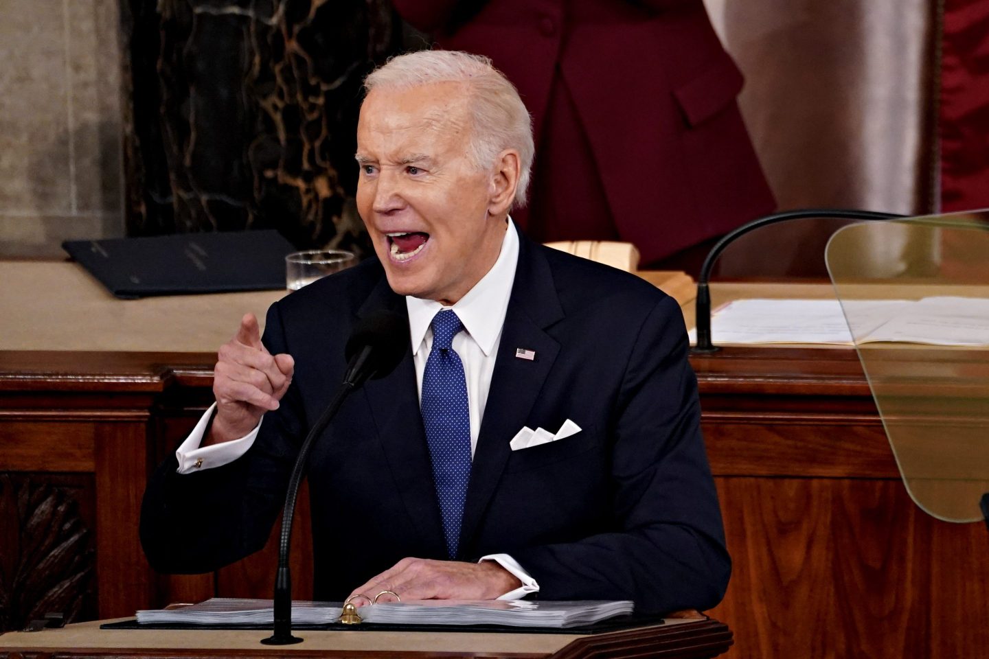 Joe Biden speaking during a State of the Union address