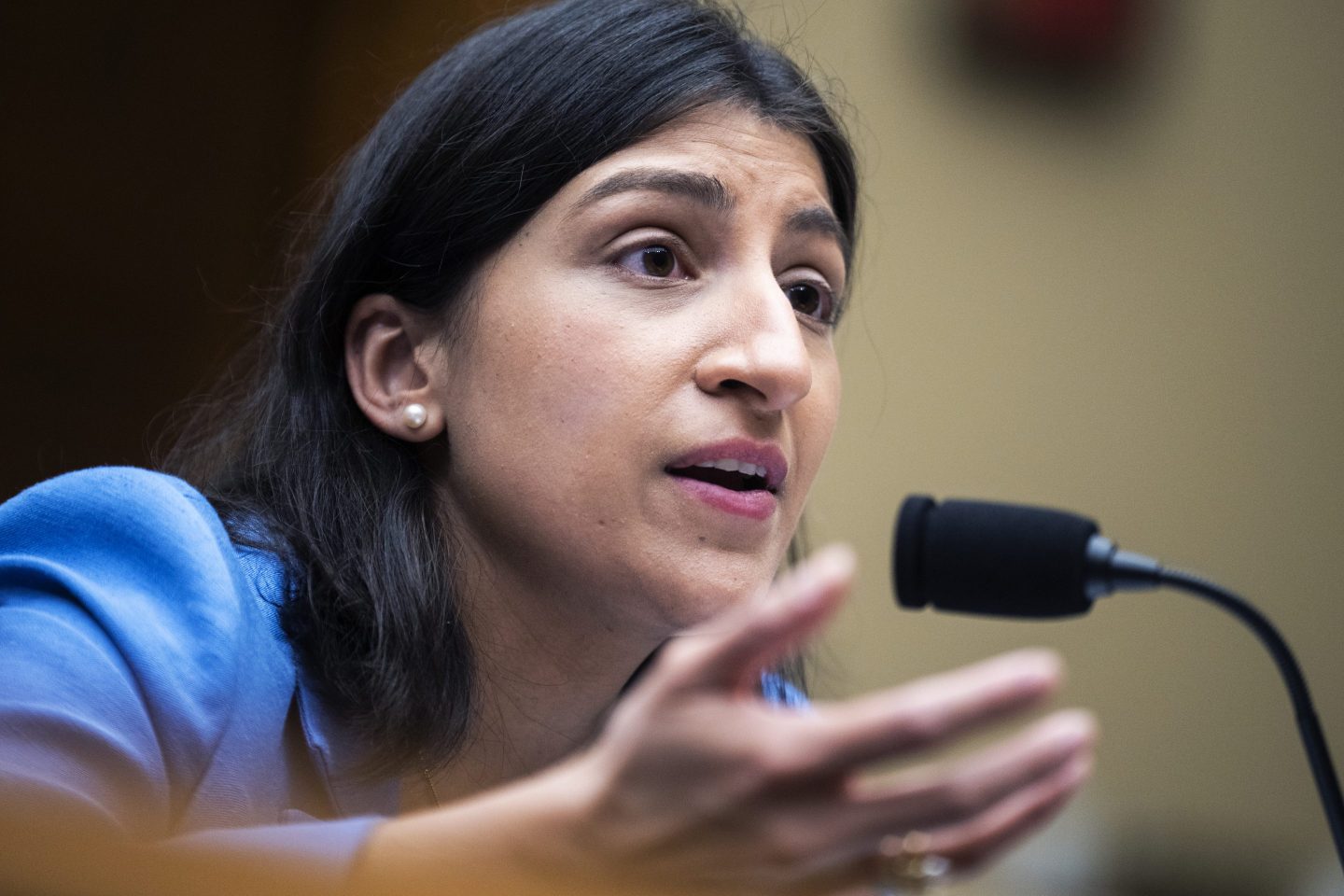Lina Khan at a congressional hearing in April.
