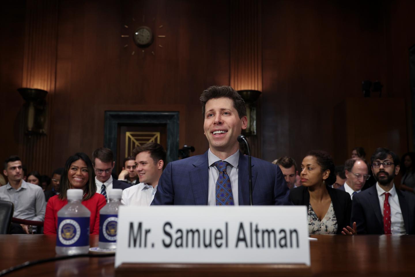 Samuel Altman, CEO of OpenAI, appears for testimony before the Senate Judiciary Subcommittee on Privacy, Technology, and the Law May 16, 2023 in Washington, DC. 