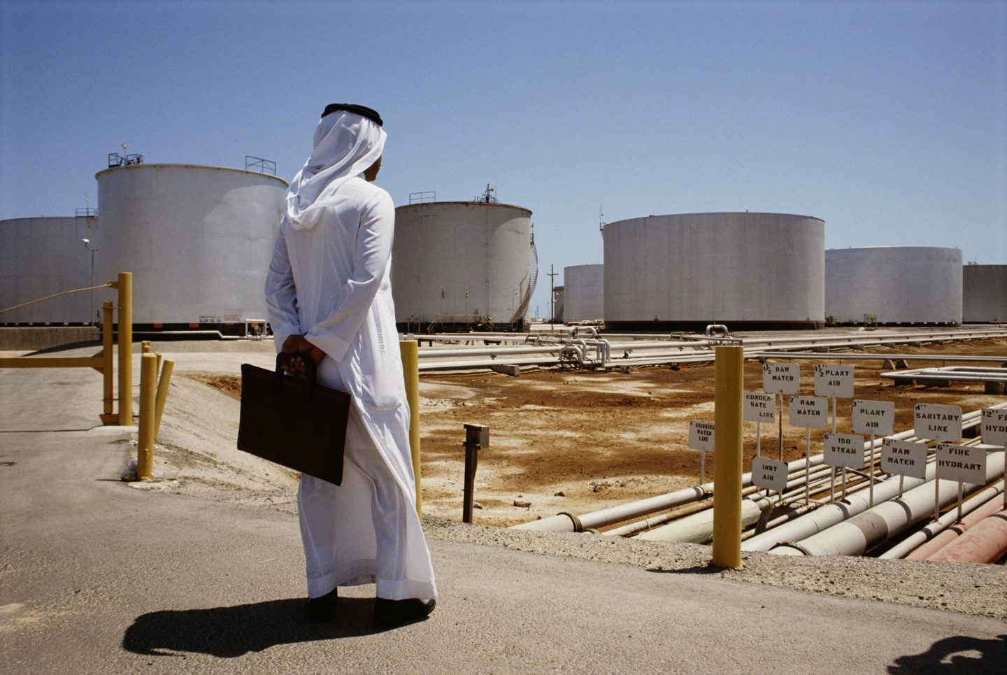 A view of the Aramco oil refinery in Saudi Arabia, 1990.