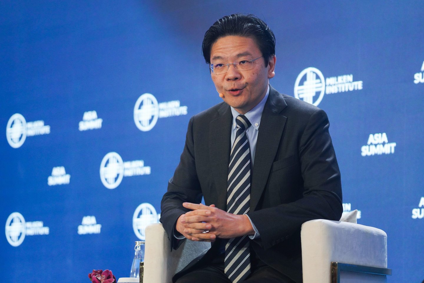 Lawrence Wong, Singapore's deputy prime minister, speaks during the Milken Institute Asia Summit in Singapore on Sept 13. He is expected to take over as prime minister by Nov. 2024.