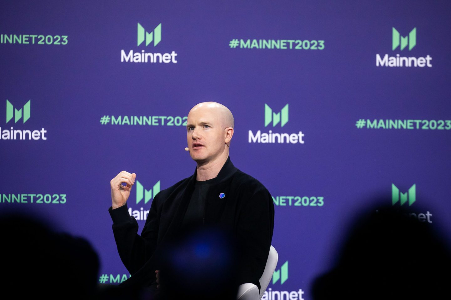 Brian Armstrong speaks during a conference in NYC.