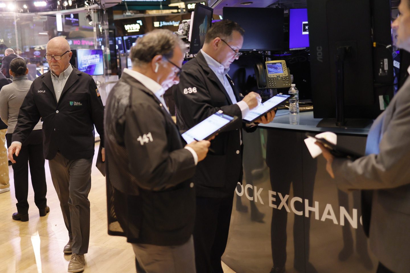 Traders on the floor of the New York Stock Exchange.