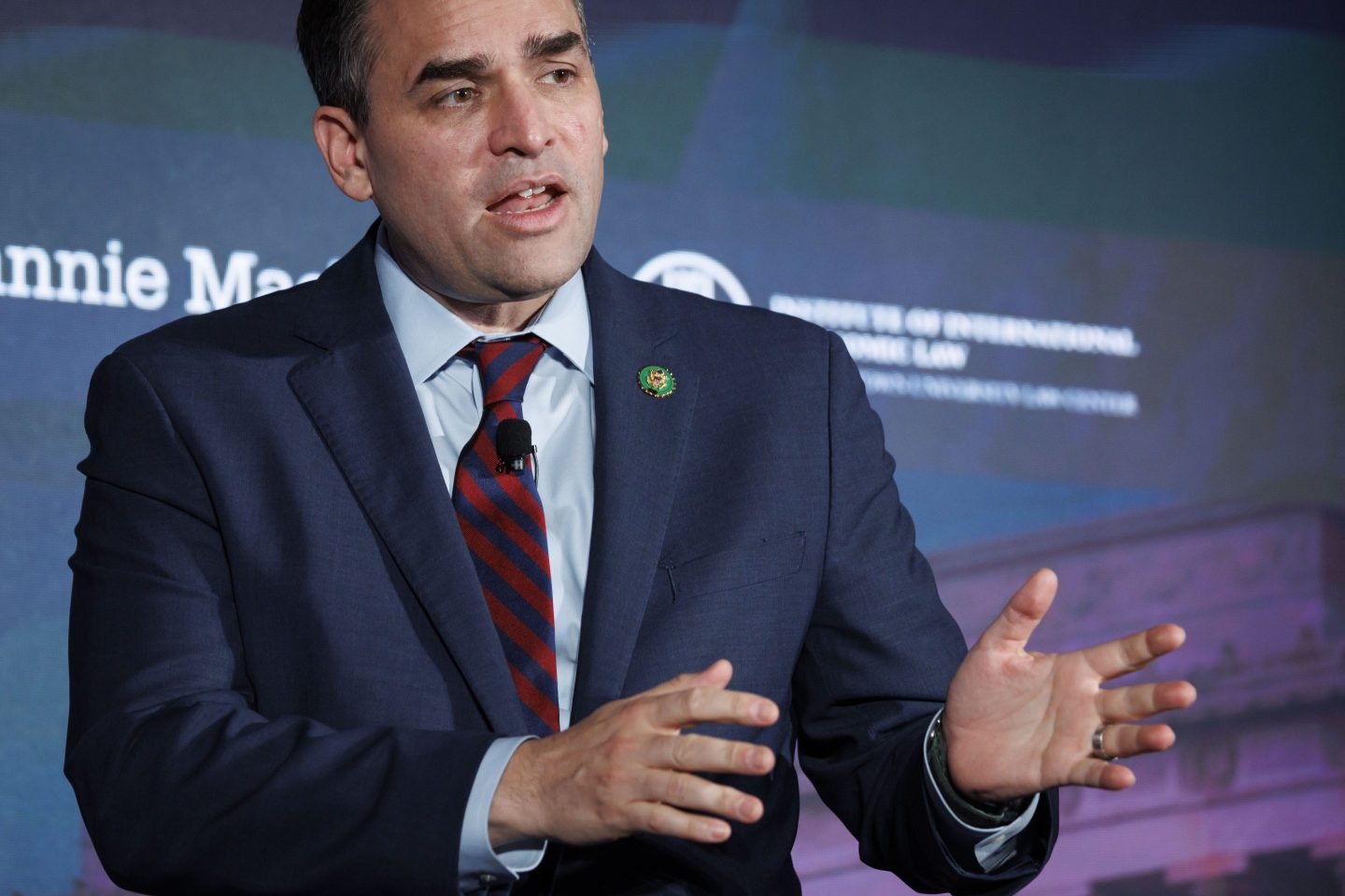 Representative Wiley Nickel, a Democrat from North Carolina, speaks during the DC FinTech Week event in Washington.