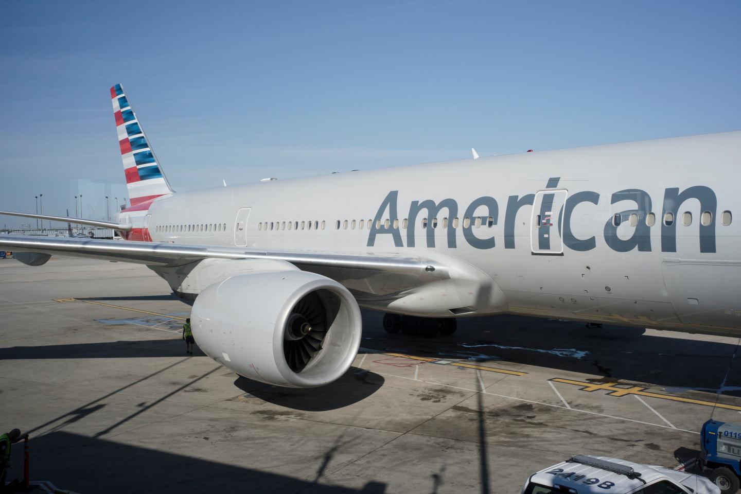 An American Airlines jet on the tarmac at Chicago's O'Hare International Airport