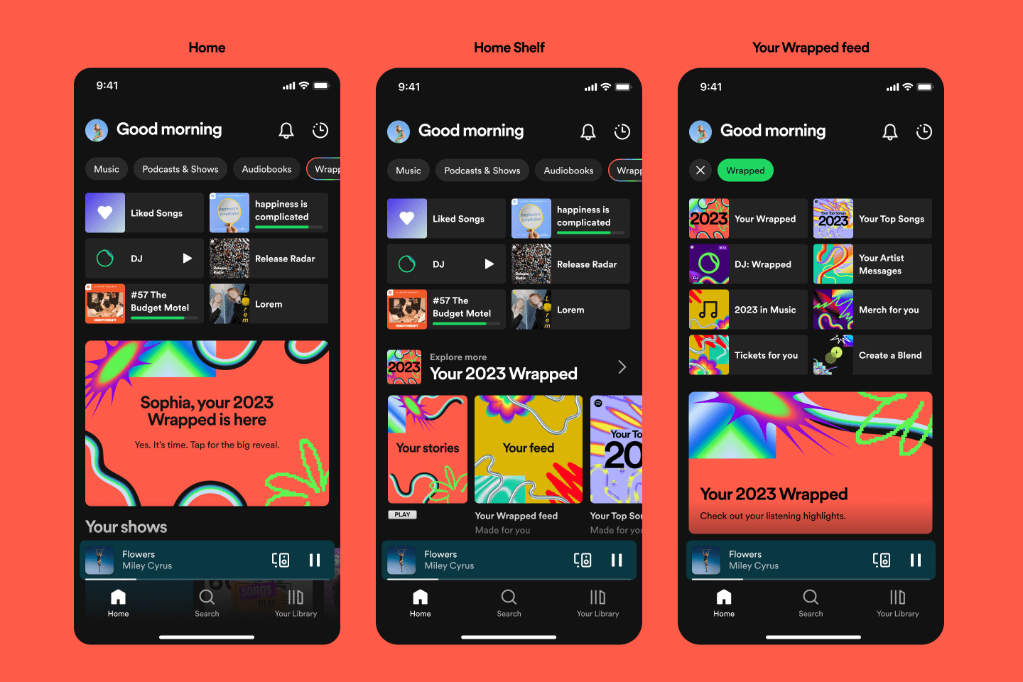 A view of a personalized Spotify Wrapped 2023 dashboard.