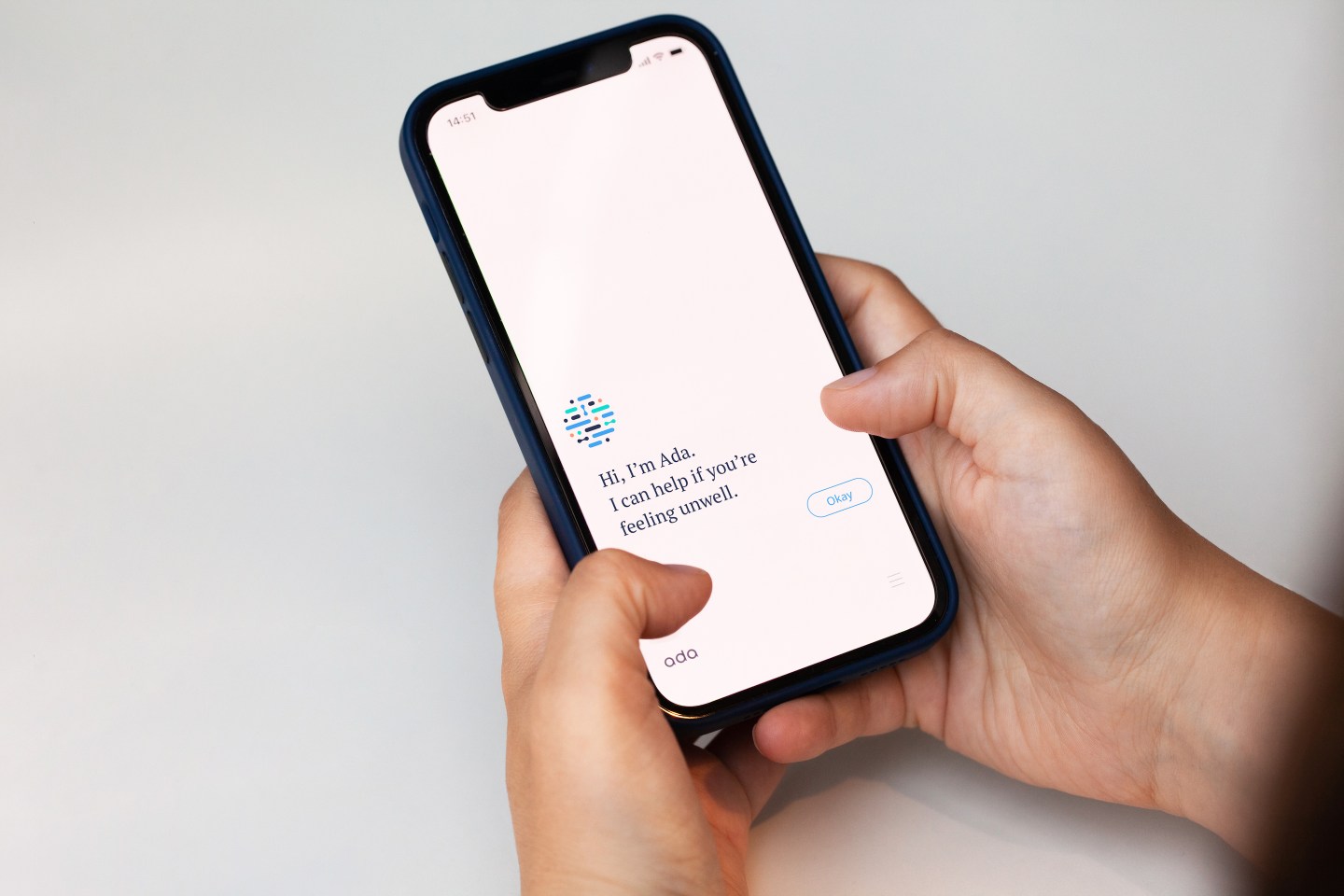 Photo of a smartphone screen showing the Ada app