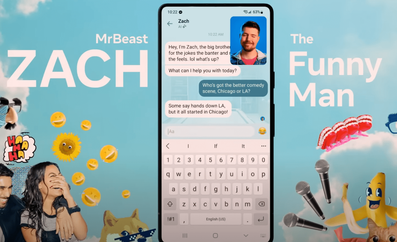 Meta's AI bots combine familiar faces like MrBeast with the power of generative AI technology