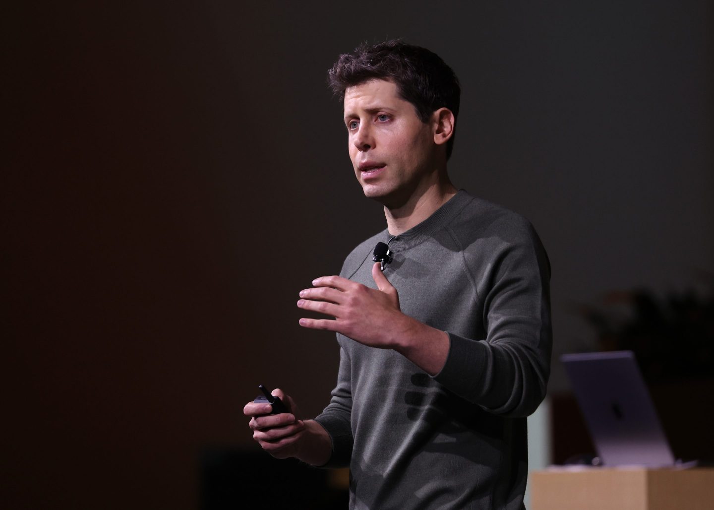 Sam Altman is seen speaking during the OpenAI DevDay event on Nov. 6, 2023, in San Francisco.