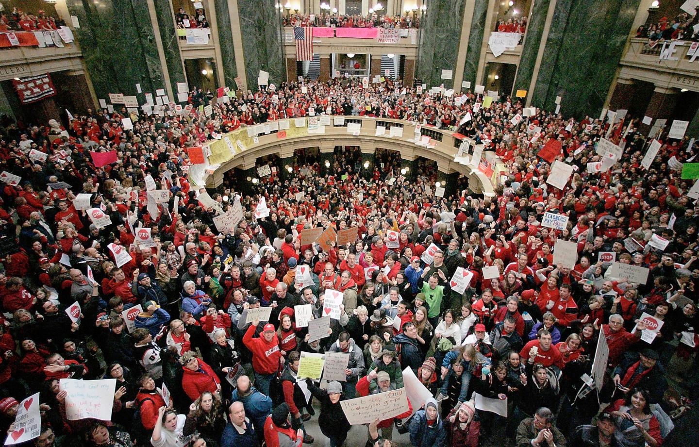 Unions are suing Wisconsin to end the state’s ban on collective bargaining for most public employees—after Missouri’s top court struck down a similar law