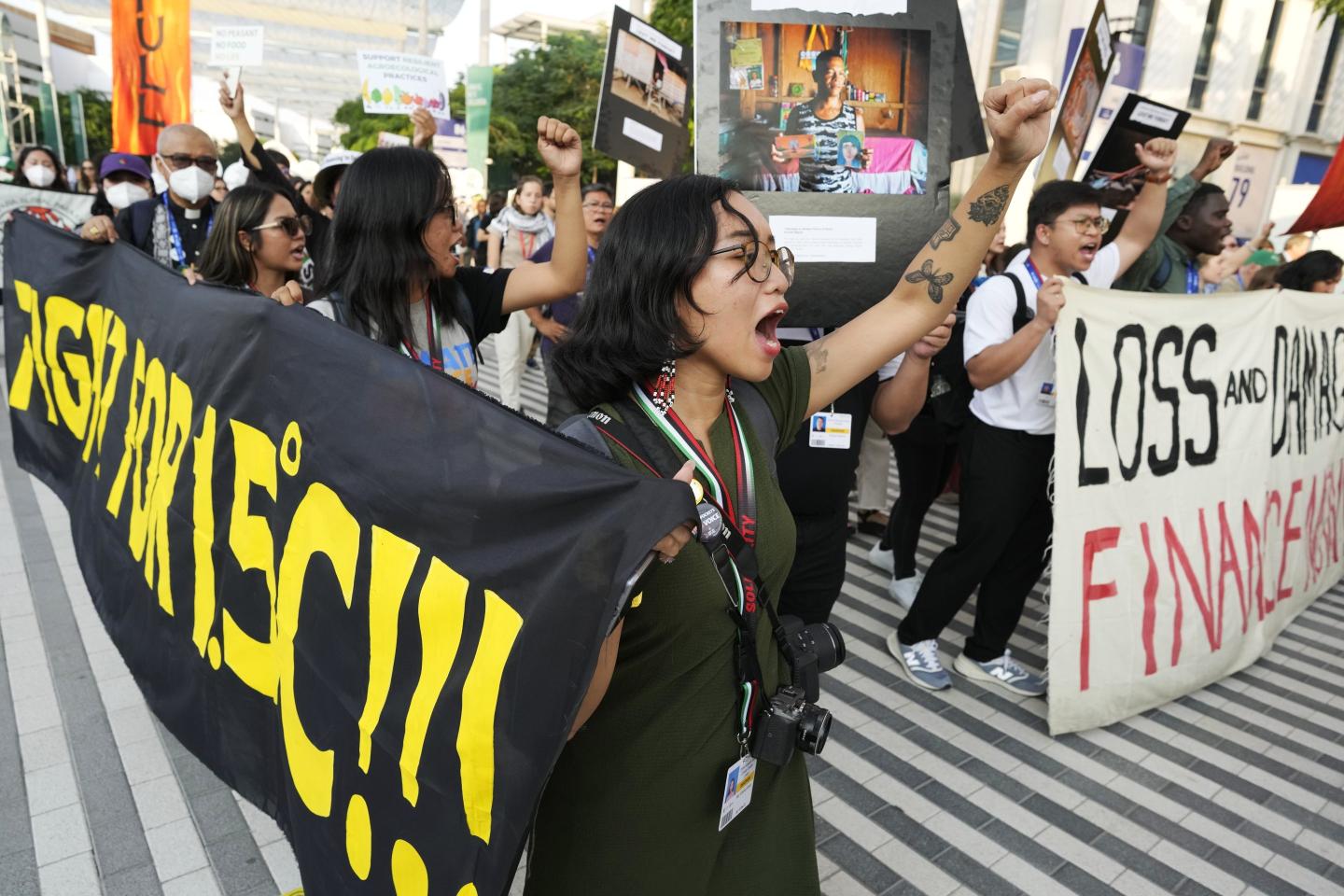 Climate activists marching