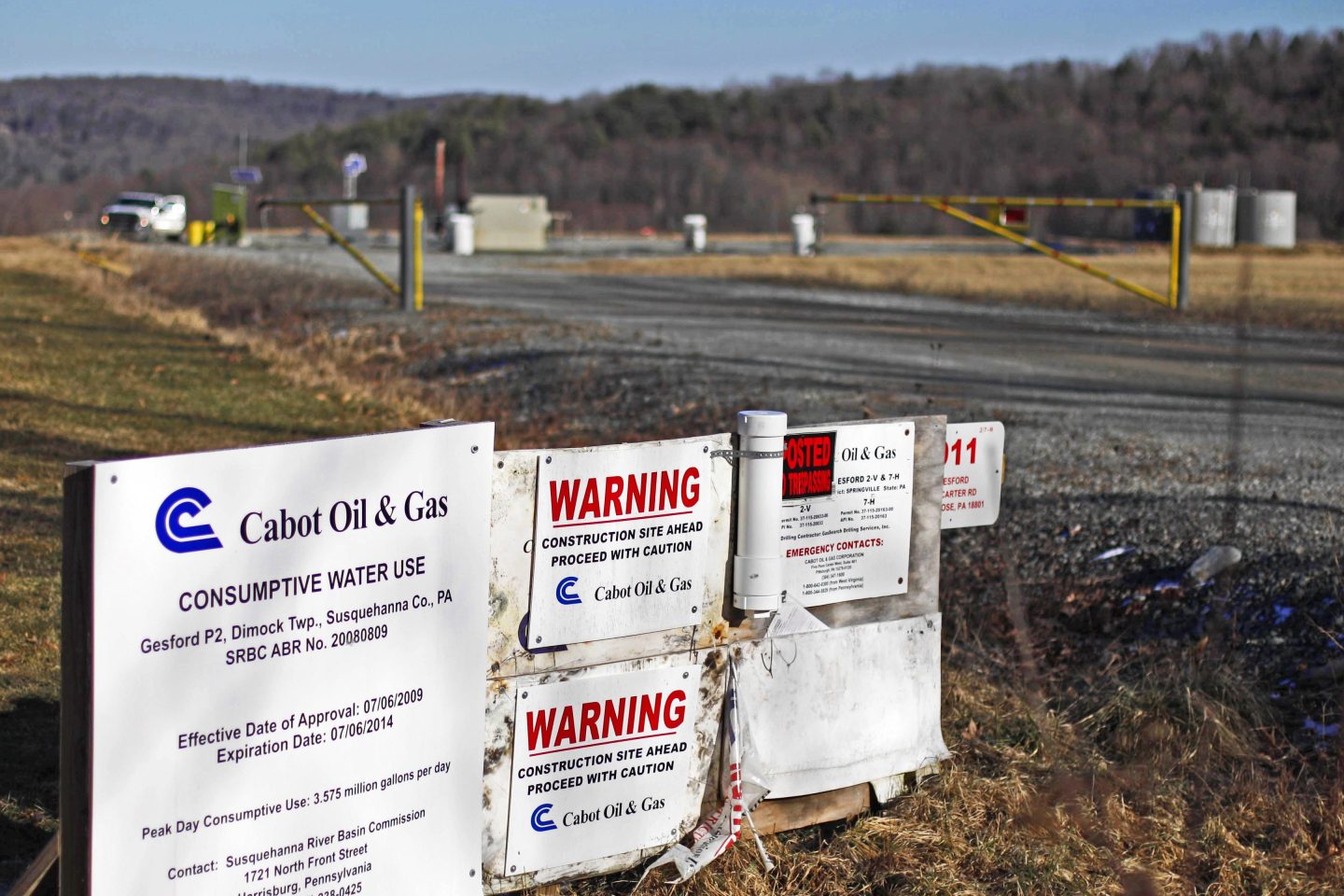 A Cabot Oil Gas Corp. wellhead in Dimock, Pa. on Feb. 13, 2012.