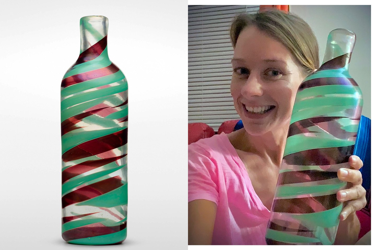 A vase by Italian architect and designer Carlo Scarpa that was part of his Pennelatte series in the 1940s. Jessica Vincent purchased it at a Goodwill store outside Richmond, Va., for $3.99.