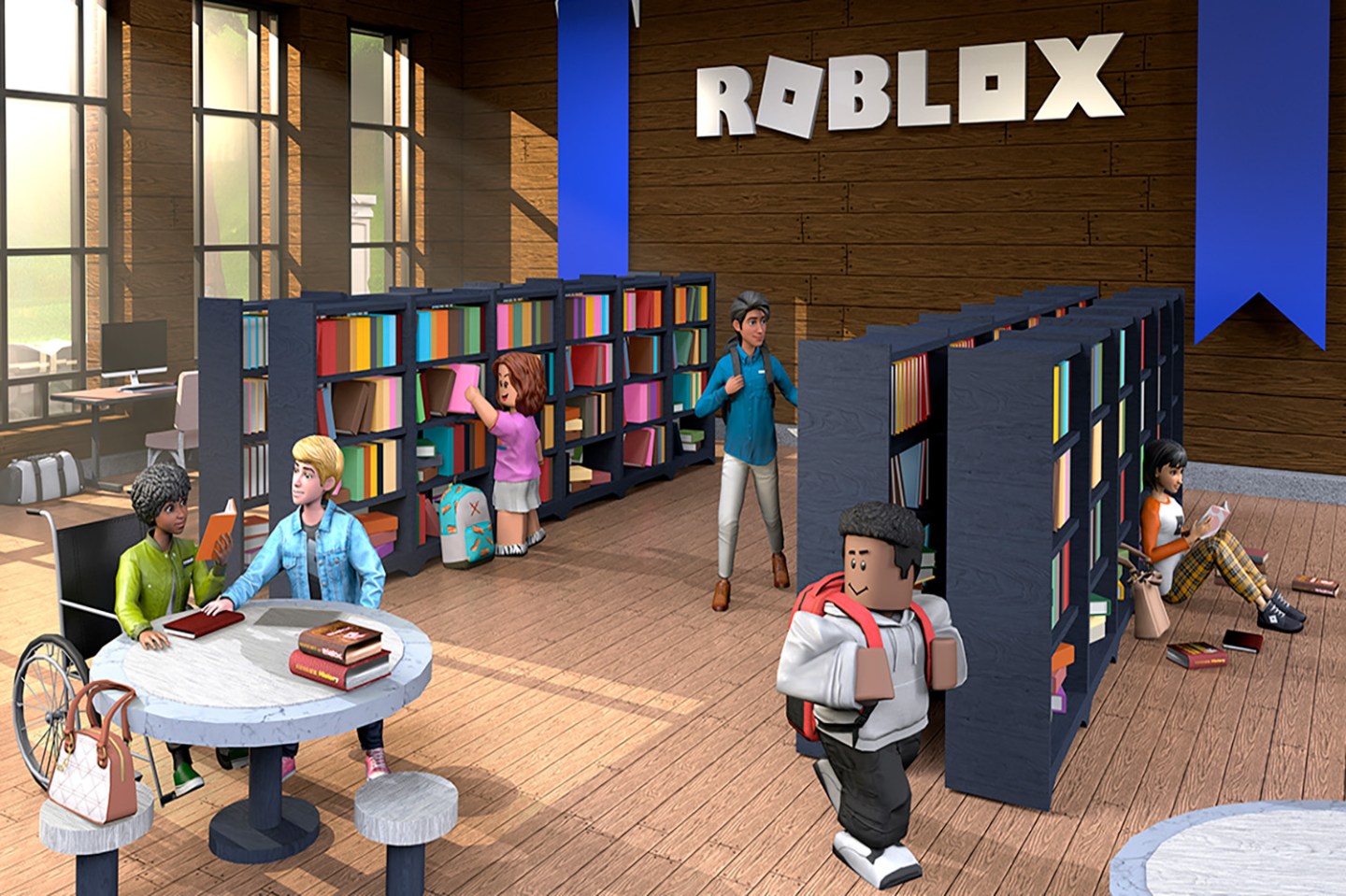 Roblox students in Roblox library