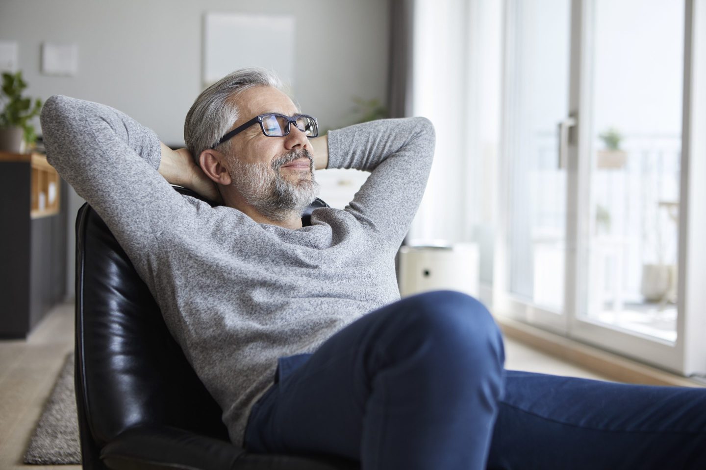 Man relaxing with his eyes closed