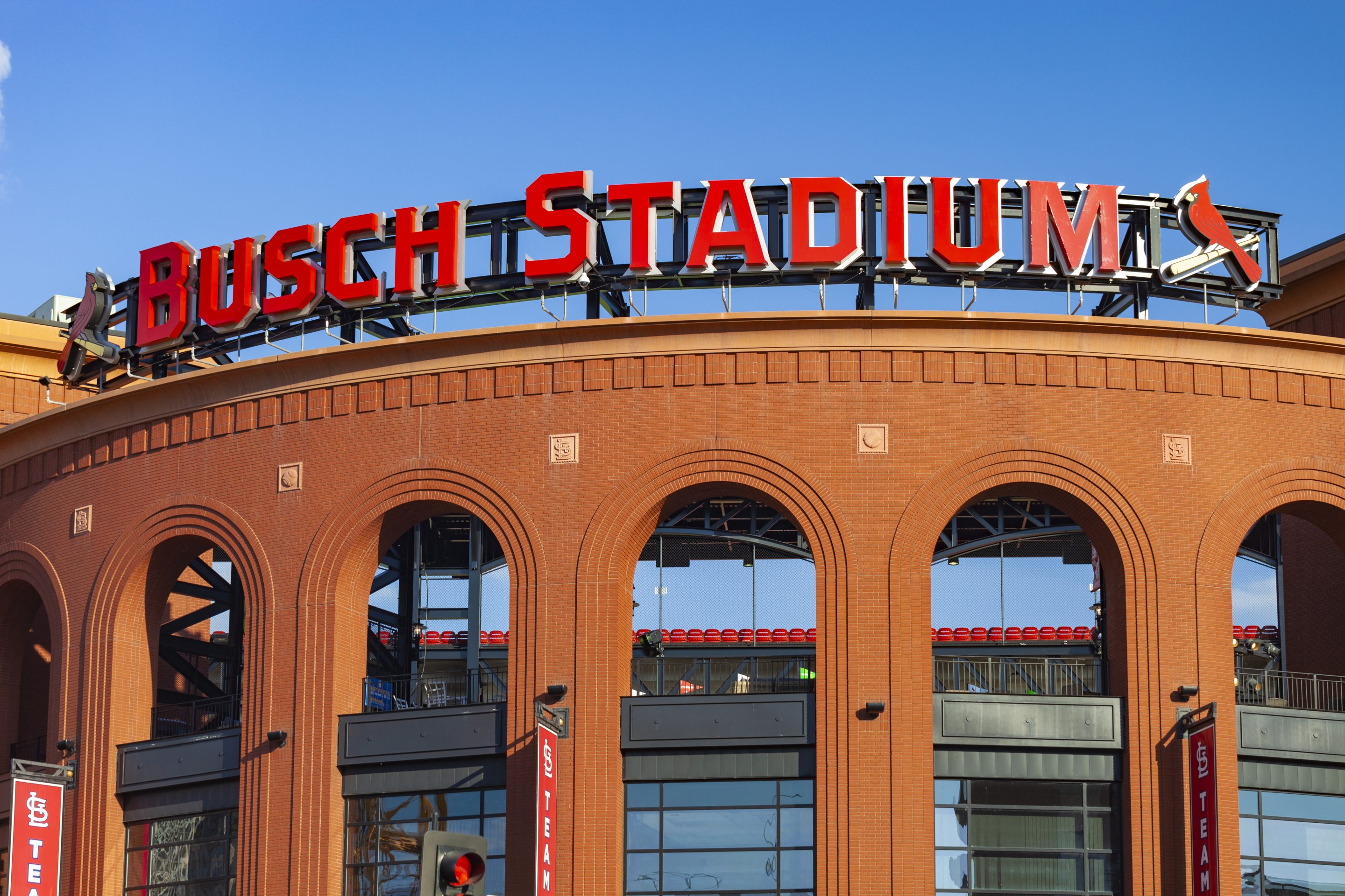 Busch Stradium Busch Stadium Logo Honkbalwedstrijd Van De St Louis Cardinals In Busch