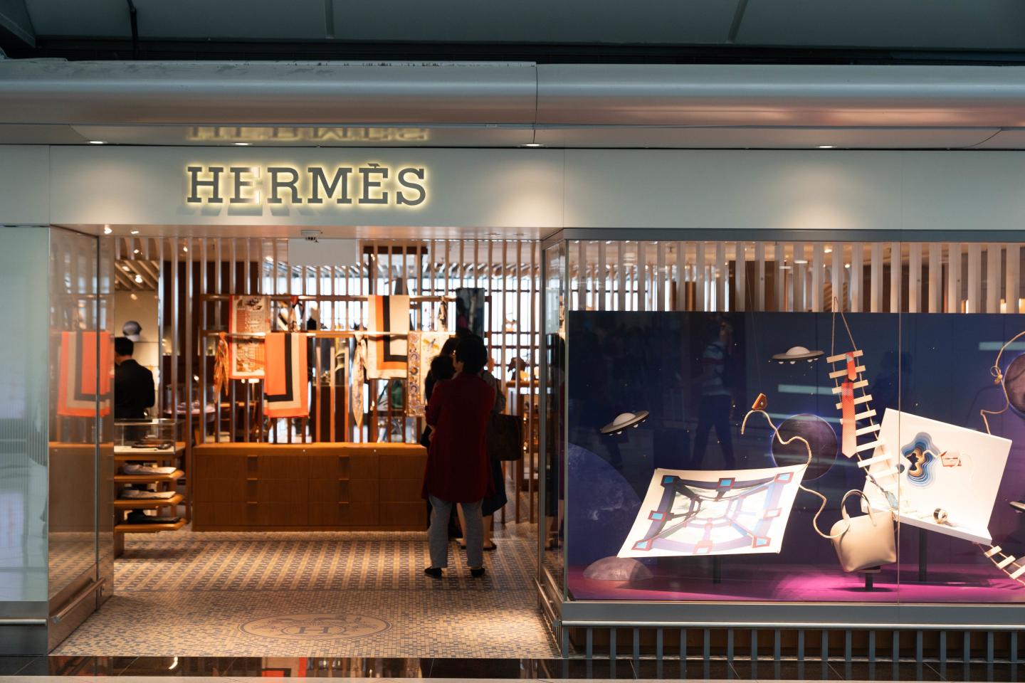French fashion brand Hermes store seen in Hong Kong airport.