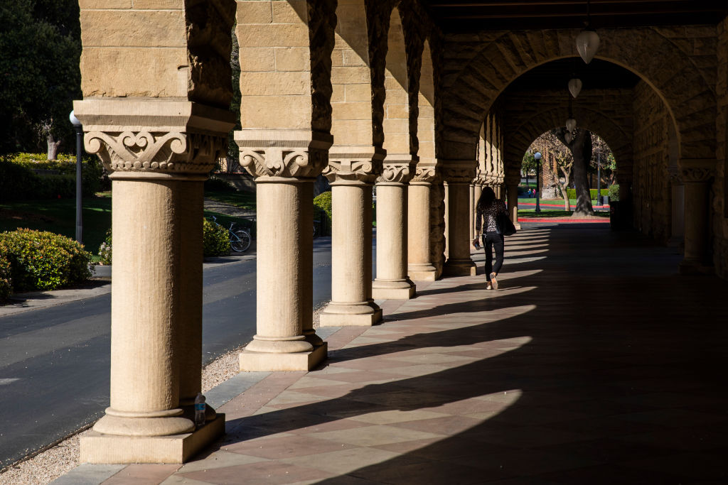 A quiet morning at Stanford University, as seen in March 2020. (Photo by Philip Pacheco/Getty Images)