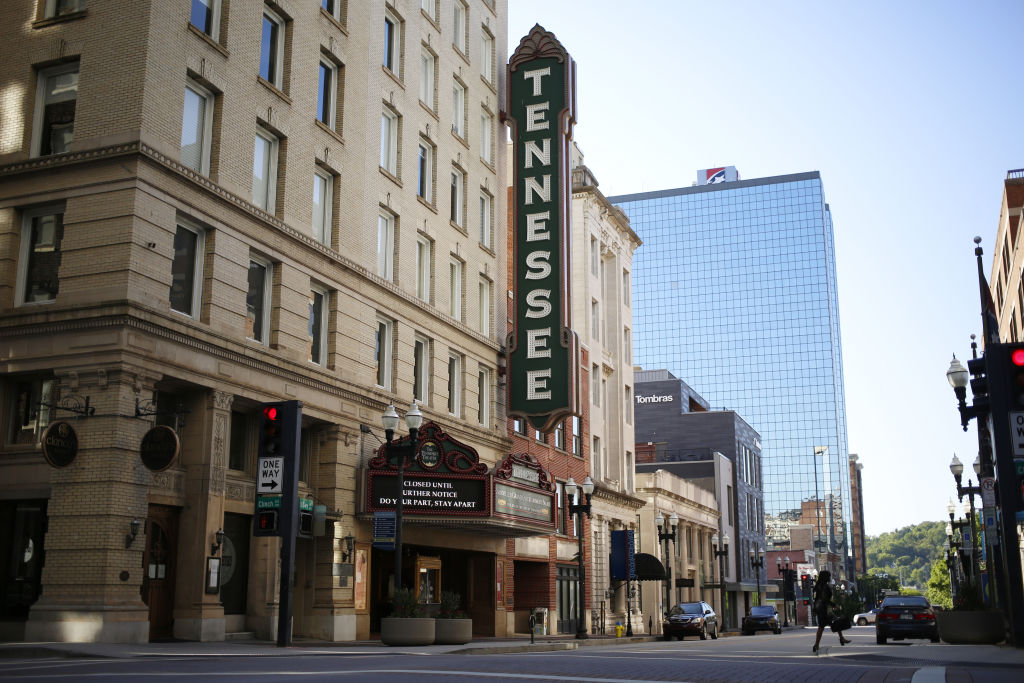 The Tennessee Theater in downtown Knoxville, Tennessee, as seen in May 2020. (Photographer: Luke Sharrett—Bloomberg/Getty Images)