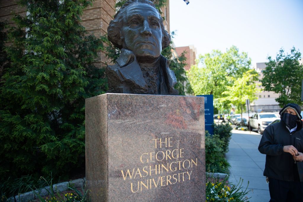 The campus of George Washington University, as seen in May 2020. (Photo by Saul Loeb—AFP/Getty Images)