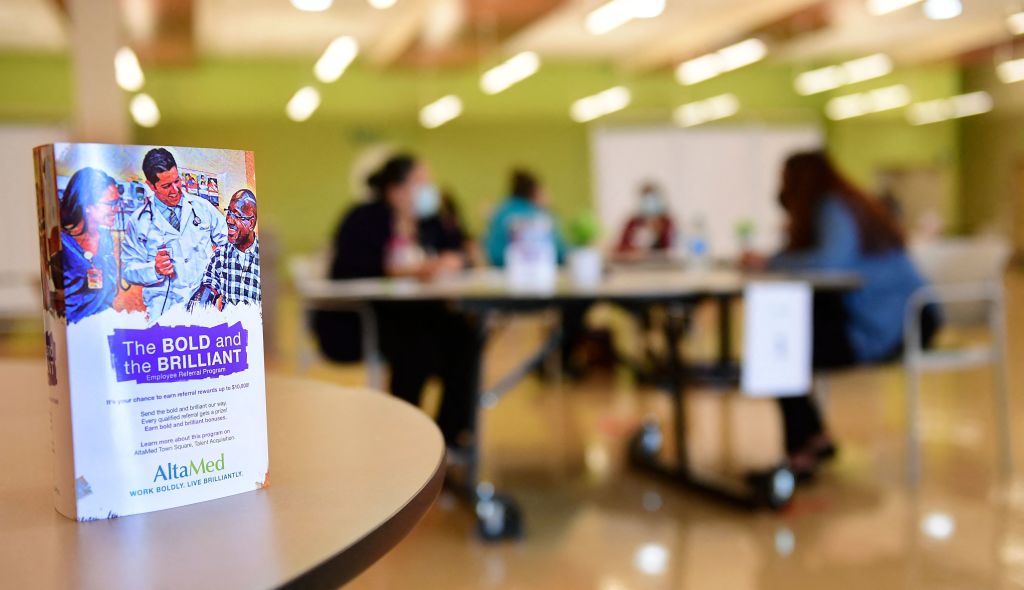 Attendees at a hospital recruiting event in California