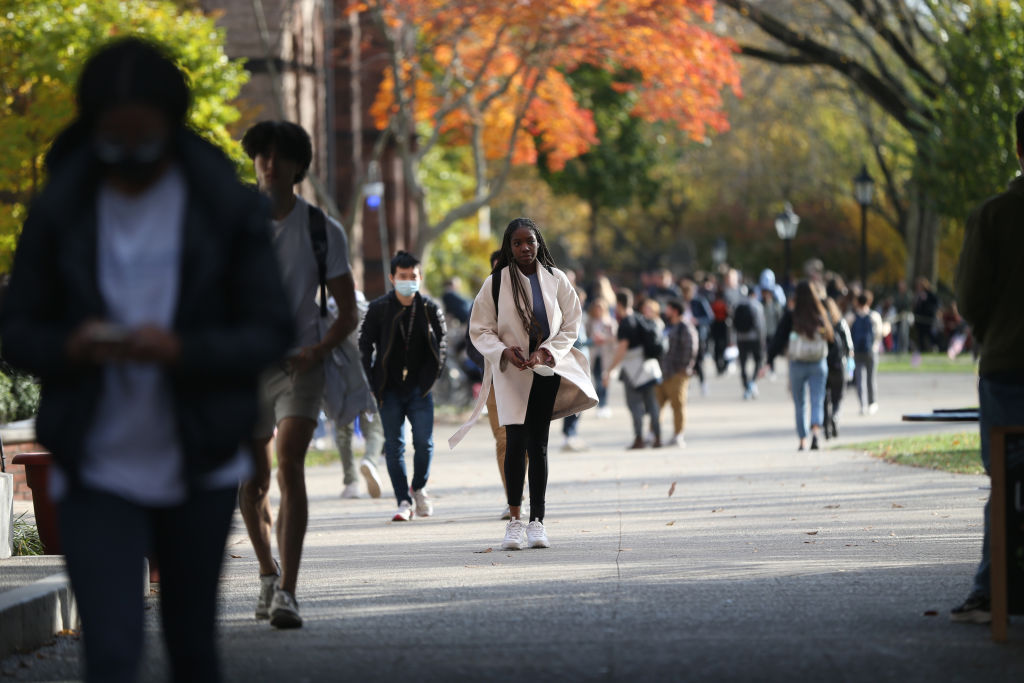 Brown University's campus in Providence, Rhode Island, as seen in November 2021. (Photo by Jonathan Wiggs—The Boston Globe/Getty Images)