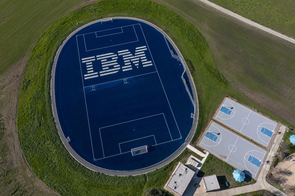 Athletics fields at the IBM Silicon Valley Laboratory in San Jose, California, as seen in January 2022. (Photographer: David Paul Morris—Bloomberg/Getty Images)